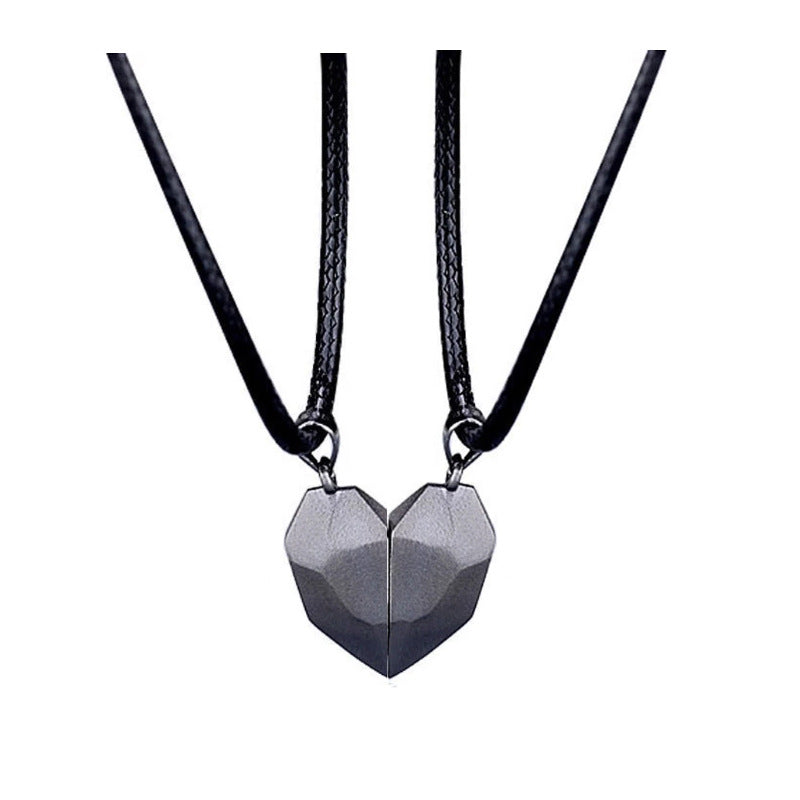 Magnetic Split Heart Couple Necklace