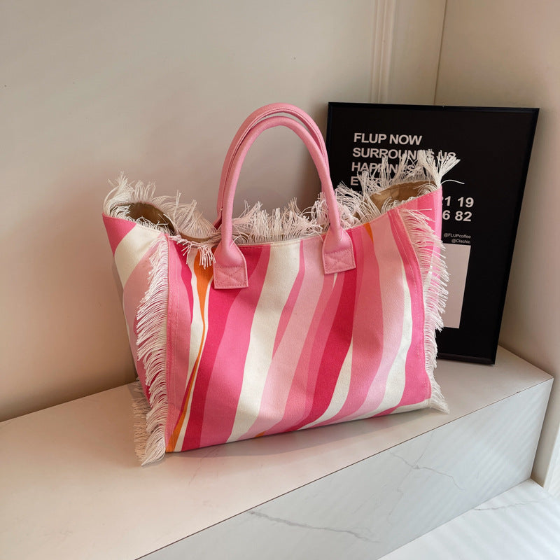 Letter Tassel Canvas Bag