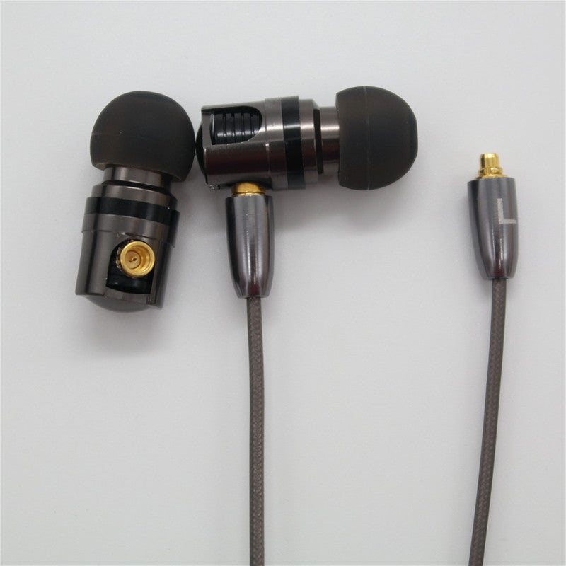 Ear Earphone Double Dynamic Drive HIFI Bass Earphone DJ Metal 3.5mm Earphone Headset