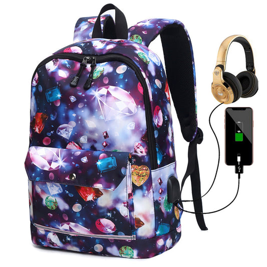 OREU-B (Backpack Female Backpack Computer Rechargeable Schoolbag)