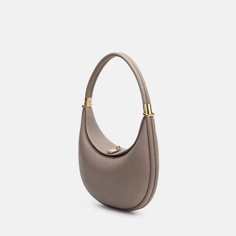 Medium Leather Commuter Shoulder Bag - Classic Selenodont Design