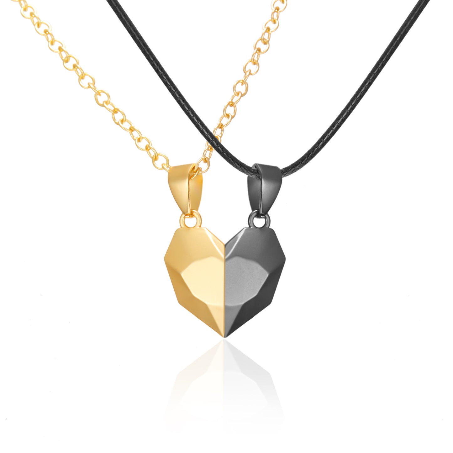 Magnetic Split Heart Couple Necklace