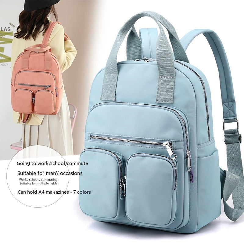 OREU-A (Women's Fashion Large Capacity Multi-pocket Nylon Cloth Backpack)