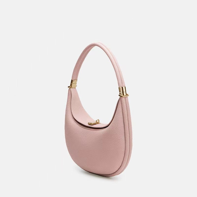 Medium Leather Commuter Shoulder Bag - Classic Selenodont Design
