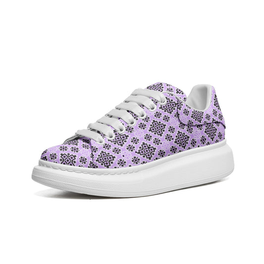 Unisex Non Slip Lace Up Faux Leather Sneakers ACTION