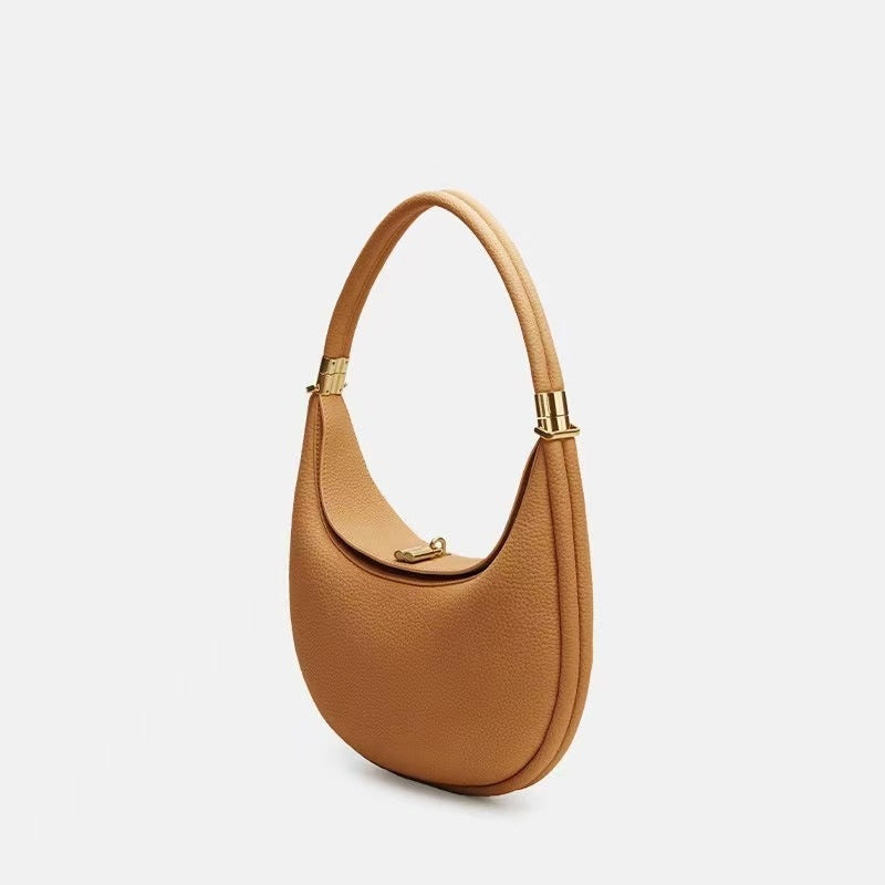Medium Leather Commuter Shoulder Bag - Classic Selenodont Design