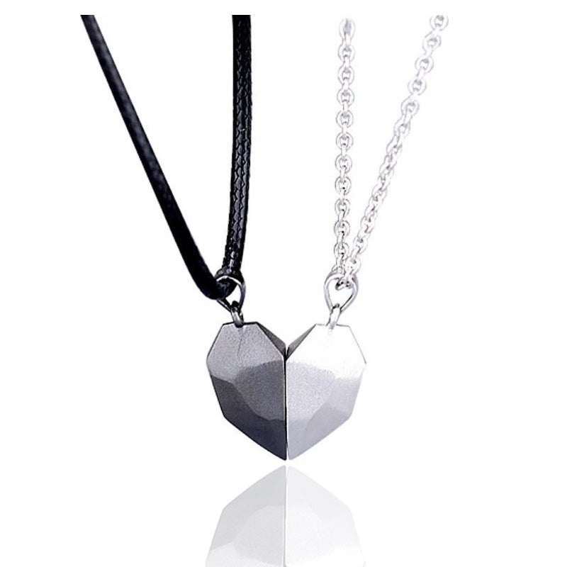 Magnetic Split Heart Couple Necklace