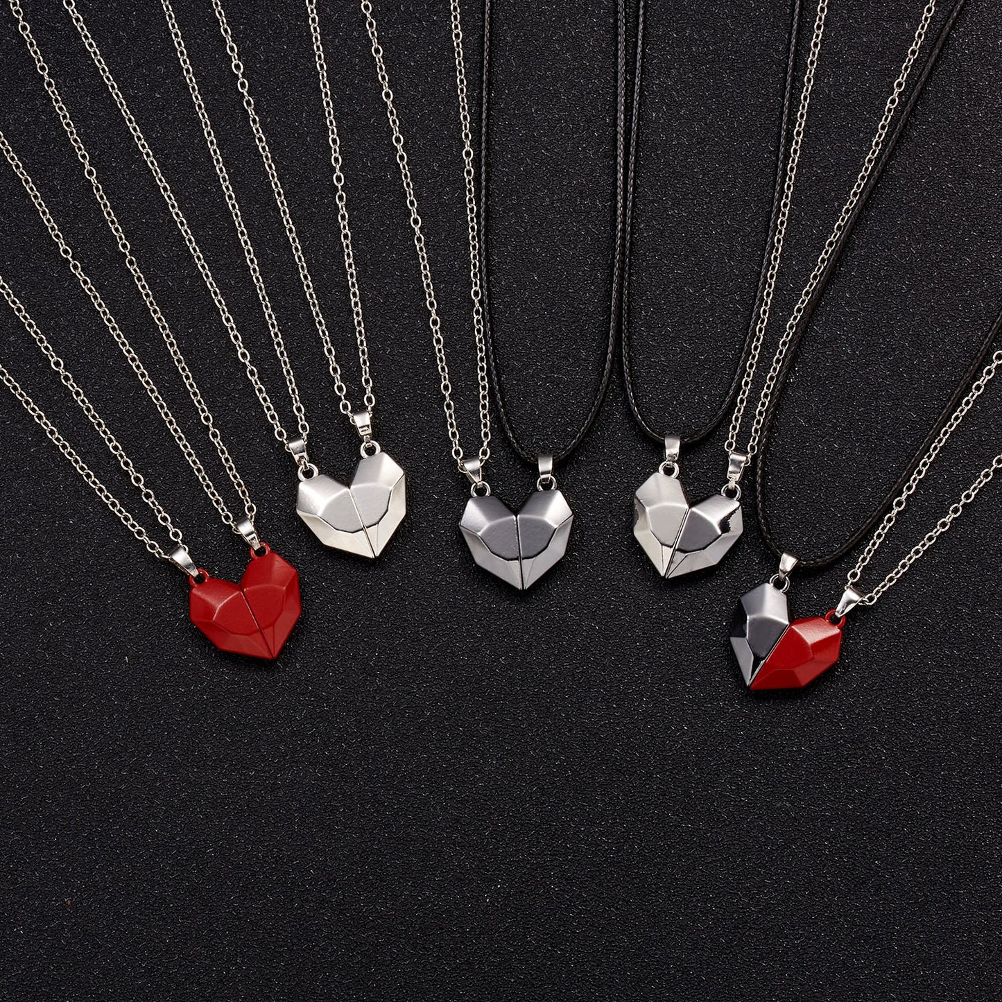 Magnetic Split Heart Couple Necklace