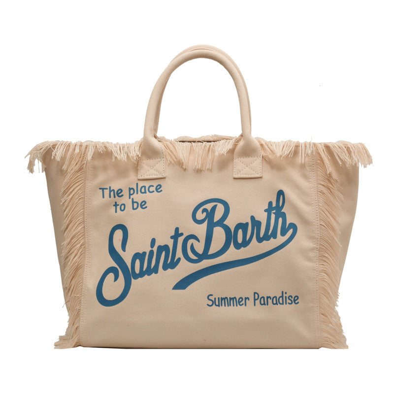 Letter Tassel Canvas Bag