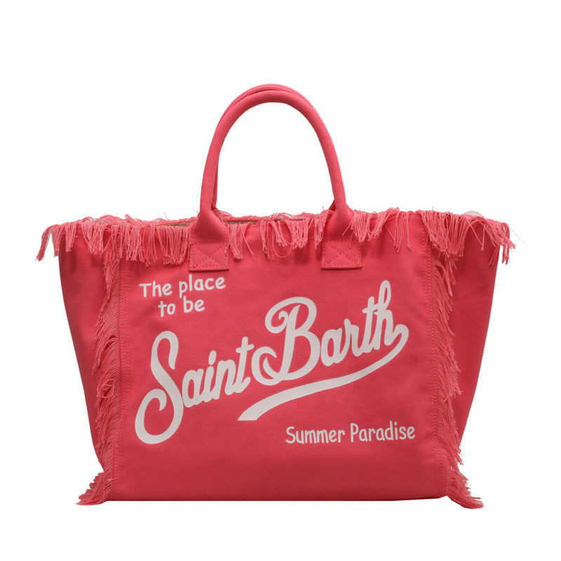 Letter Tassel Canvas Bag