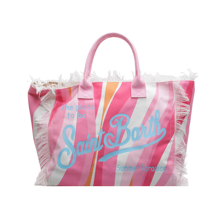 Letter Tassel Canvas Bag