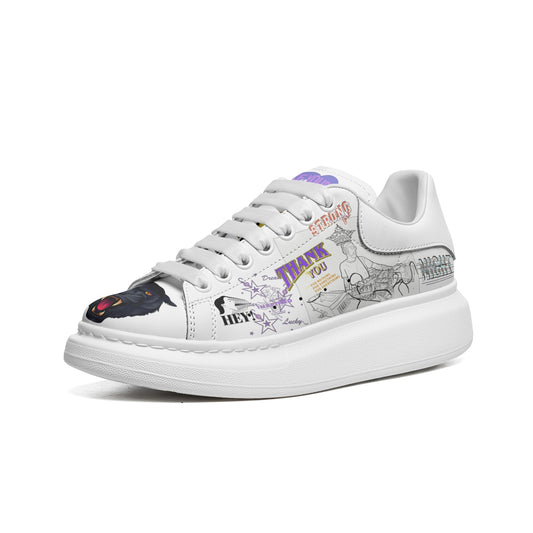 Unisex Non Slip Lace Up Faux Leather Sneakers PHARTY C