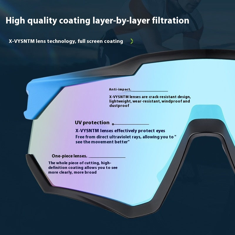 Óculos de proteção coloridos e reflexivos para caminhadas e montanhismo, óculos de ciclismo integrados
