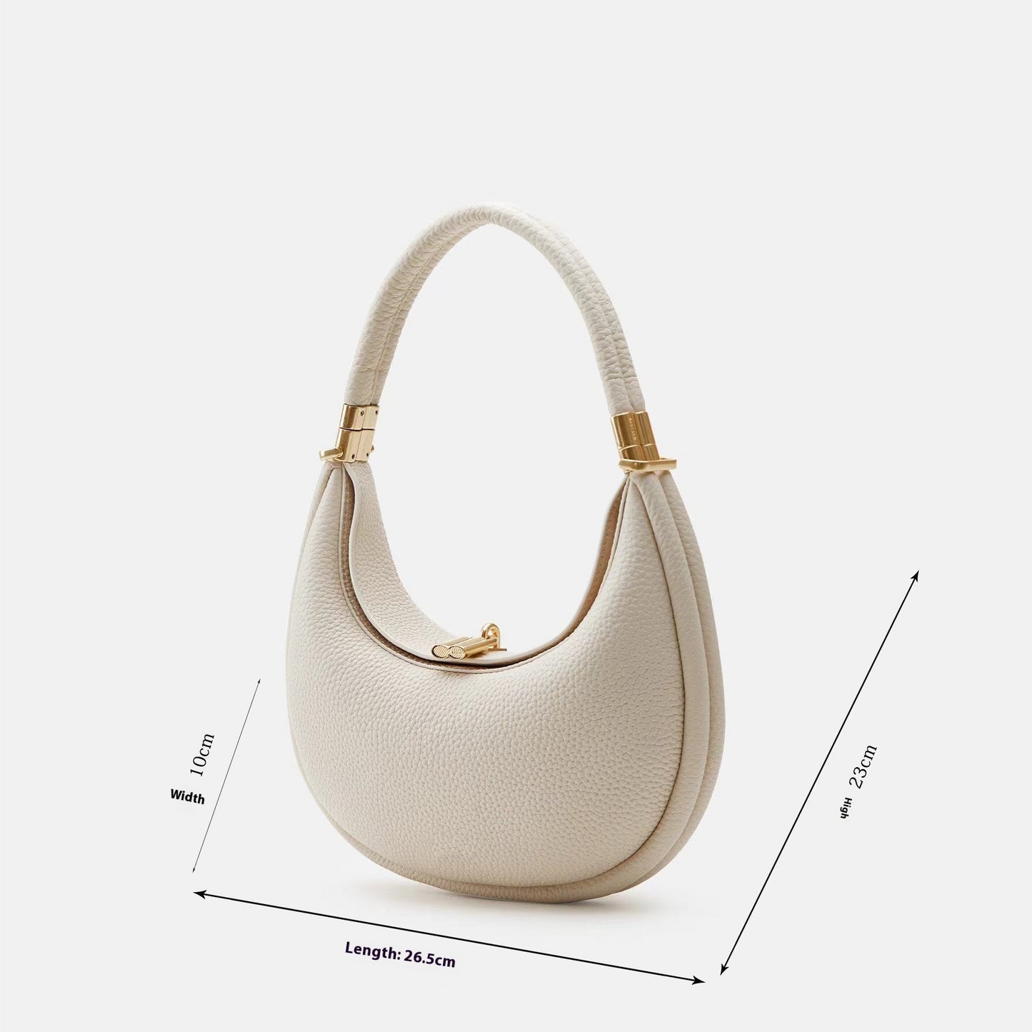 Medium Leather Commuter Shoulder Bag - Classic Selenodont Design