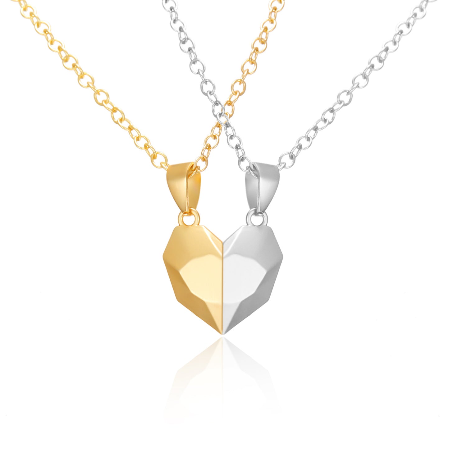 Magnetic Split Heart Couple Necklace