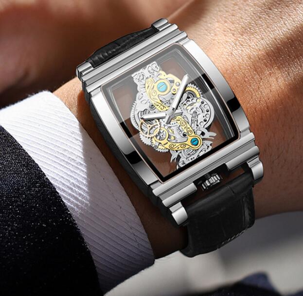 Transparent Full Hollow Flywheel Mechanical Men's Watch Waterproof Watch