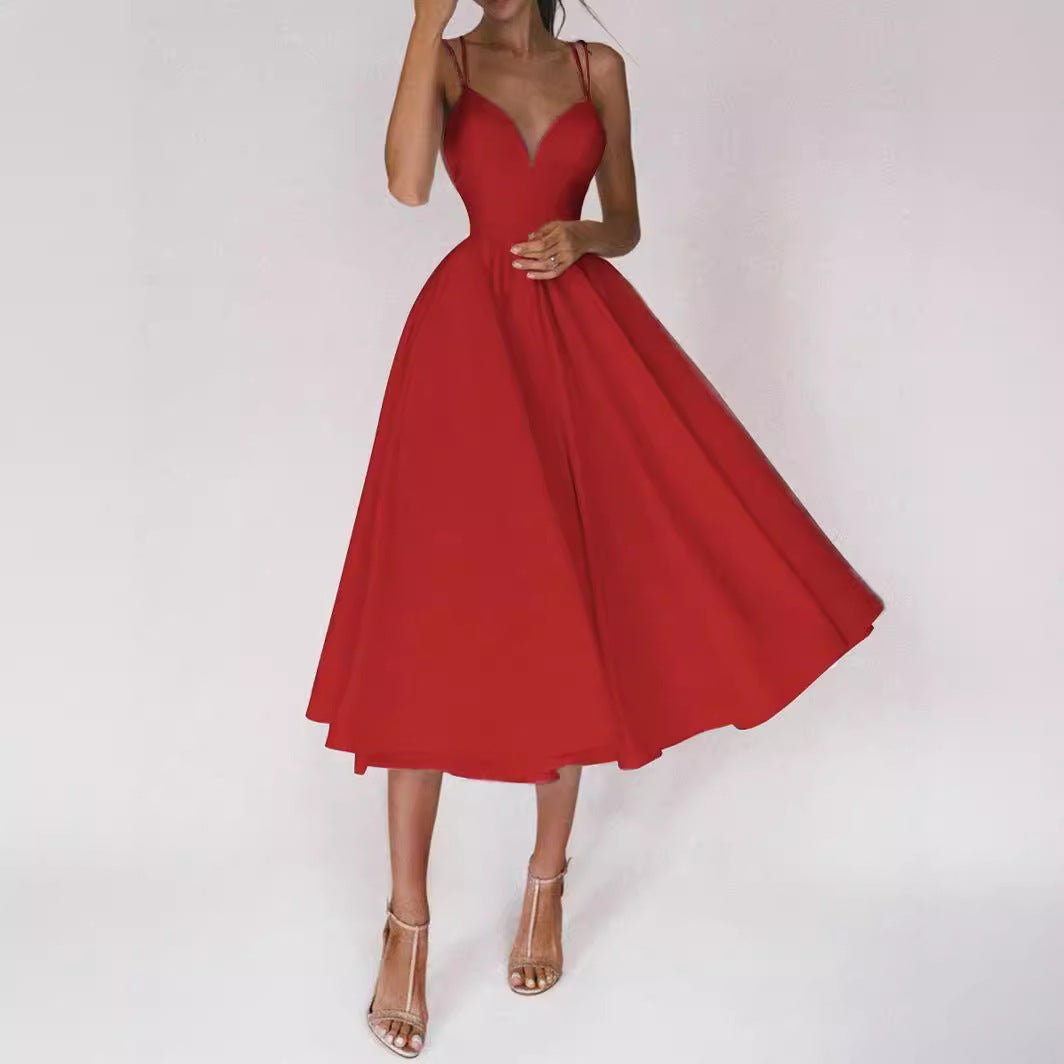 2025 Spring and Summer New Cross-border AliExpress European and American Women's Multi-color Sling Fashion Sexy dress Women