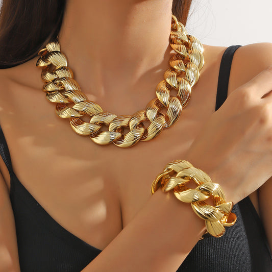 Cross-border New Necklace Hip-hop Amazon European and American Explosions CCB Bracelet Necklace Combination suit Hip-hop Necklace