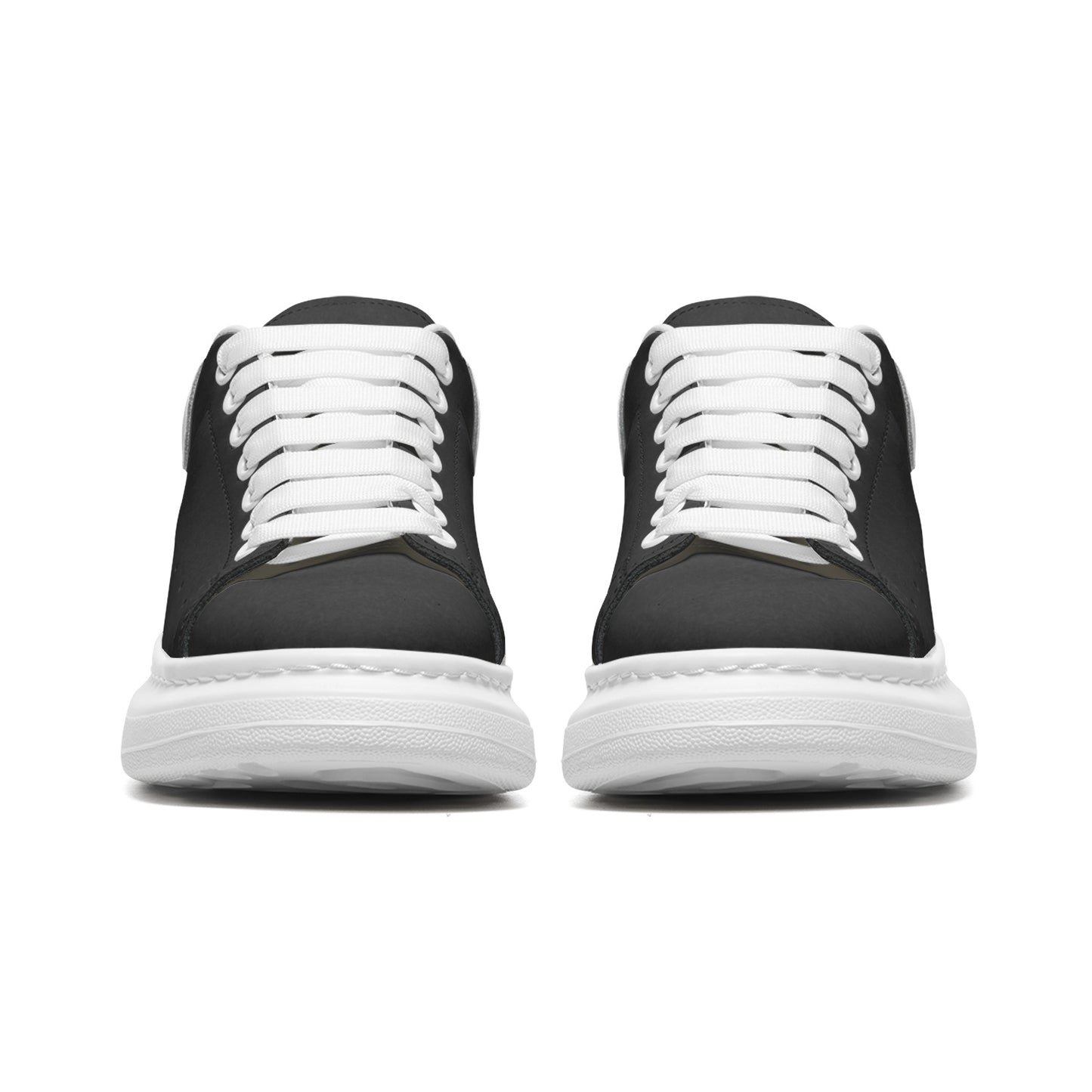 Unisex Non Slip Lace Up Faux Leather Sneakers OX5-BLACK