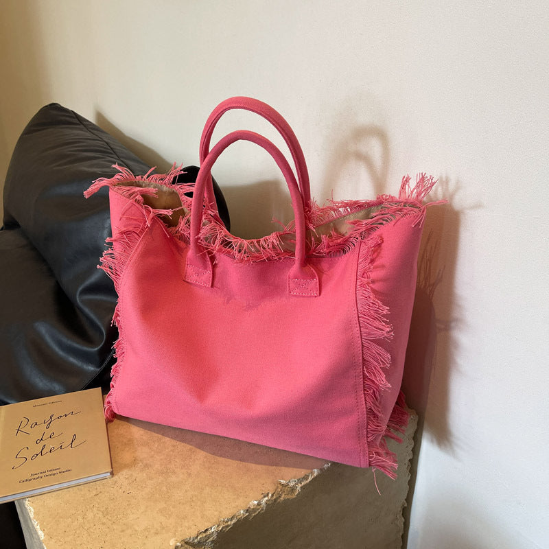 Letter Tassel Canvas Bag