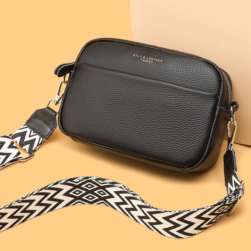 Women's bags Leather 2024new fashion simple shoulder messenger bag top layer leather small square bag