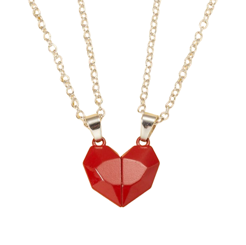Magnetic Split Heart Couple Necklace
